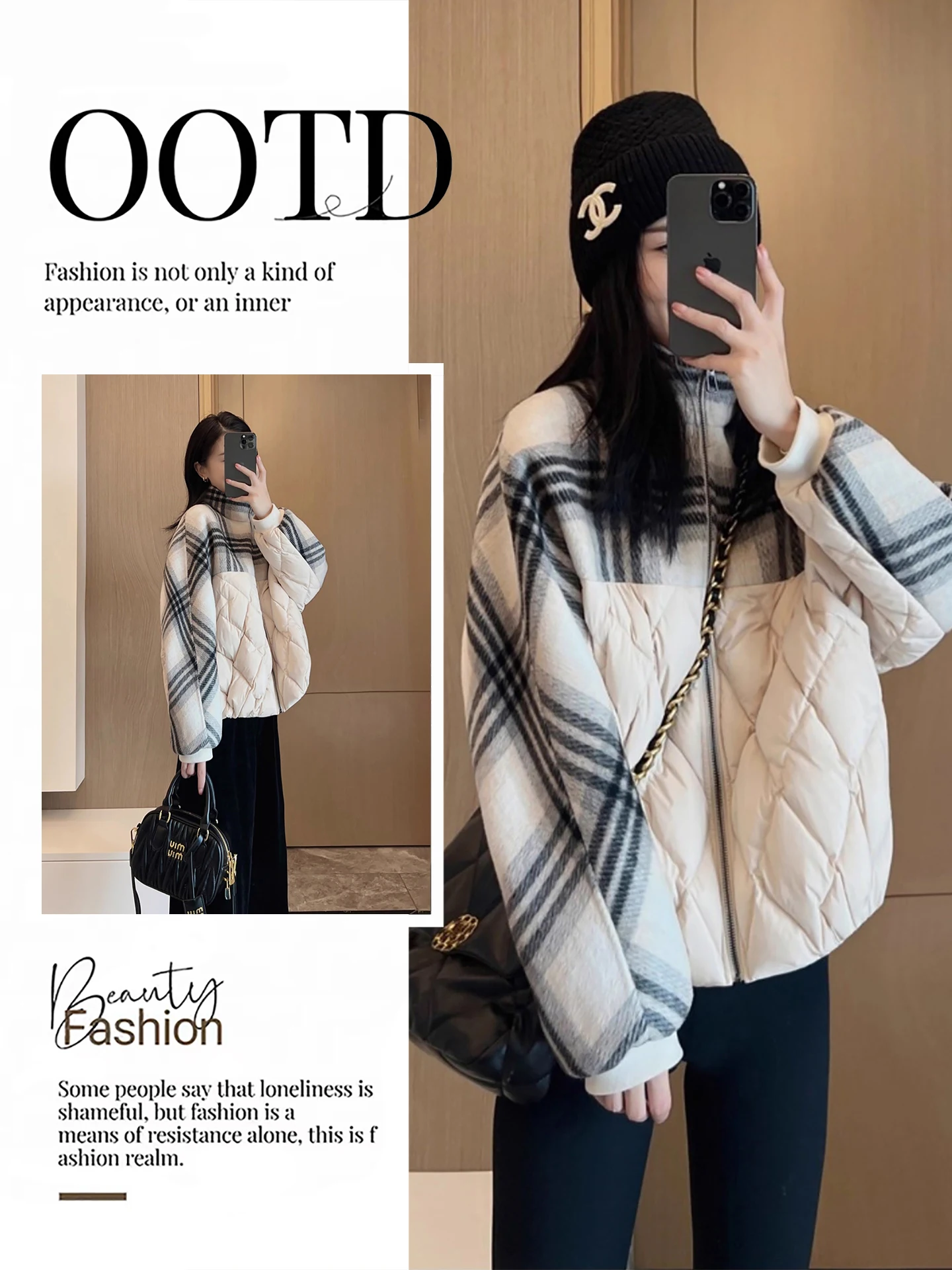 

Двусторонняя шерстяная или хлопковая куртка в клетку для женщин, модная, маленький размер, для повседневной носки, свободный крой, длинный рукав, круглый вырез горловины