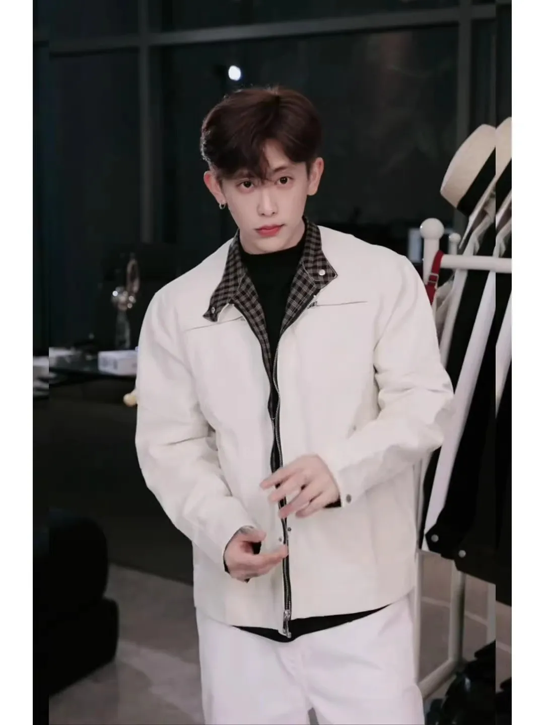 

Мужская куртка-харрингтон цвета хаки, плотная, с узором «птичий глаз», в стиле пэчворк, повседневная, осенняя, модная, для работы и отдыха