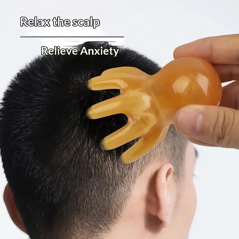 2pcs Resin Octopus Massage Comb Head Meridian Scraping Scalp Massage Brush Acupuncture SPA GuaSha Massage Comb Massager