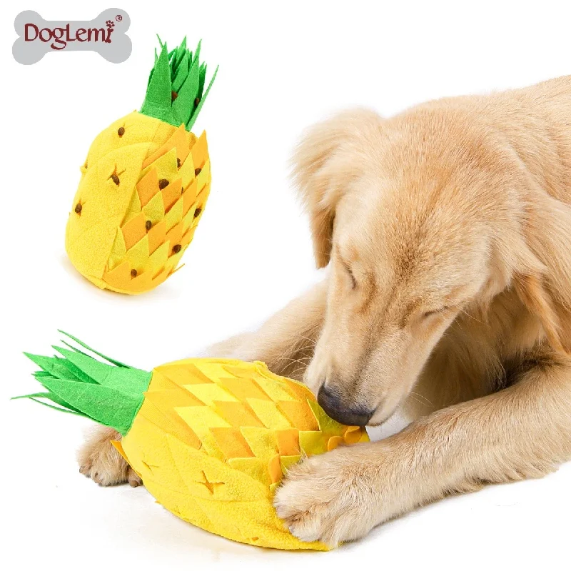 

Pet Pineapple Sniffing Toy Portable Dog Toys Hidden Food Puzzle Plush Dog Toys Vocalize Grind Teeth Relieve Boredom Pet Supplies