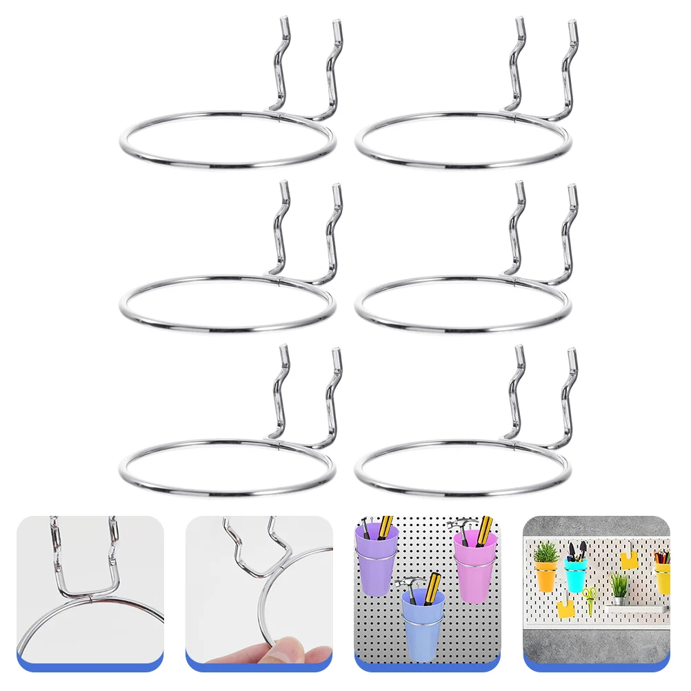 6 Pcs Pegboard Cup Hanger Orifice Round Hook Garage Organization Ring Hooks for