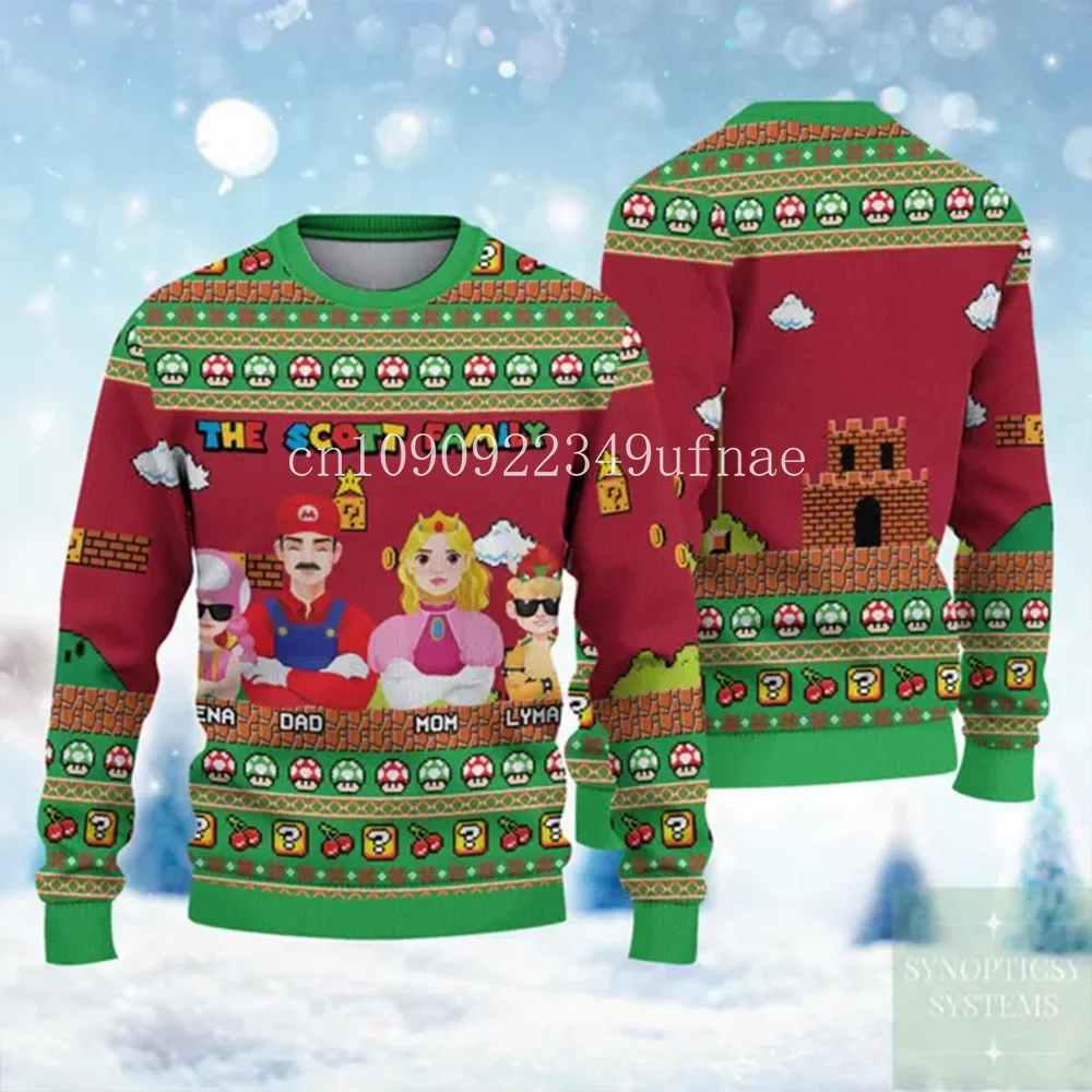 Super Mario Christmas Ugly Sweater Christmas Gift Disney 3D Printed Christmas Ugly Sweater Fashion Boys Girls Sweater 2025