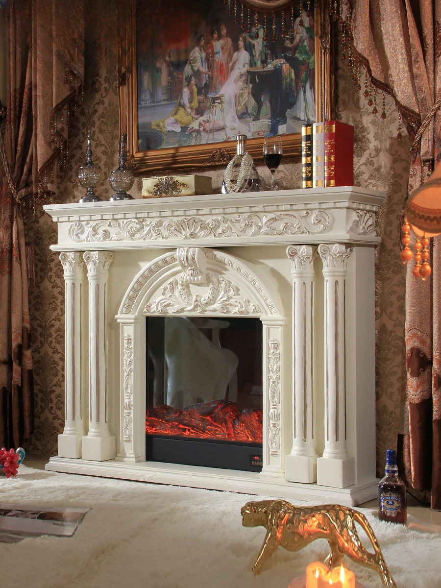 French retro fireplace decorative cabinet European-style simulation fire fireplace