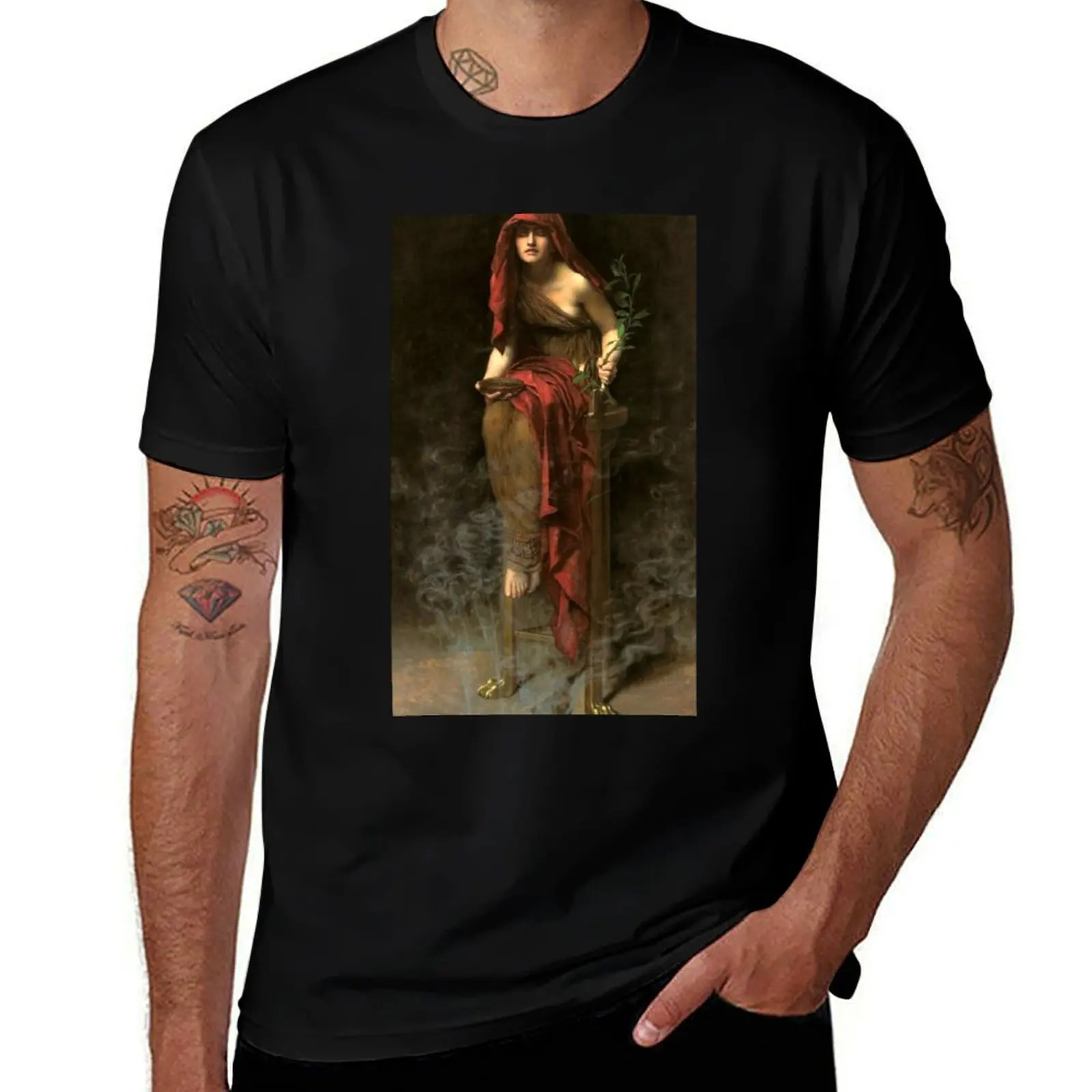 The Priestess of Delphi - John Collier T-Shirt Plus Size Summer Casual T-Shirt
