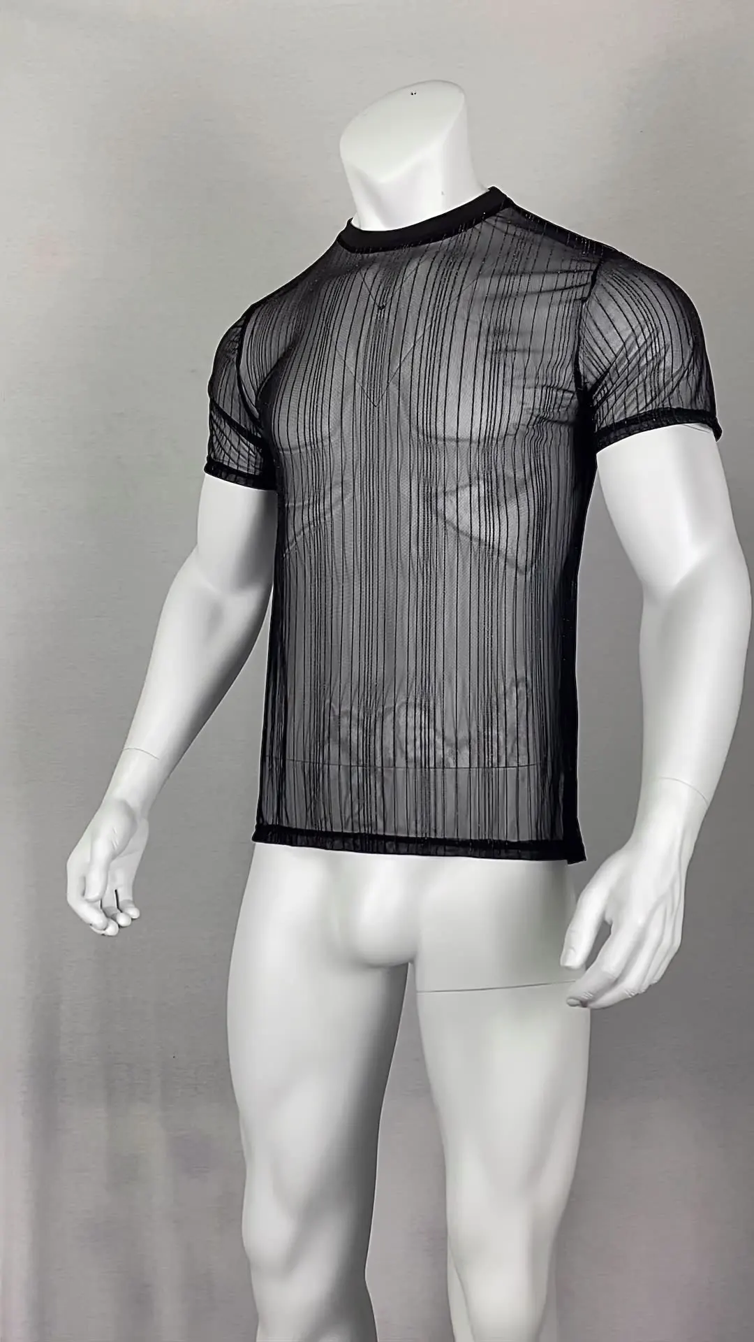 Sexy Men See Through Short Sleeve Top Sequin Transparent Mesh Shirts Gay Exotic Tops 2024 Night Party Y2k Chemise Stage Costume