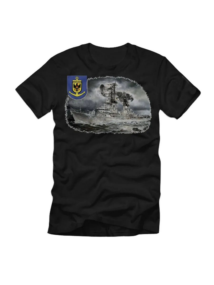 German Naval Ship D 185 Class 103 Destroyer Picture Printed T-Shirt. Summer Cotton O-Neck Short Sleeve Mens T Shirt New S-3XL