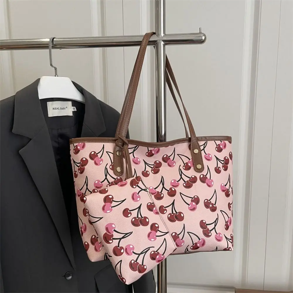 

Fashion PU Leather Printed Tote Bag Shoulder Strap Large Capacity Large Capacity Bag Set Of Two 2PCS Set Bag For Women