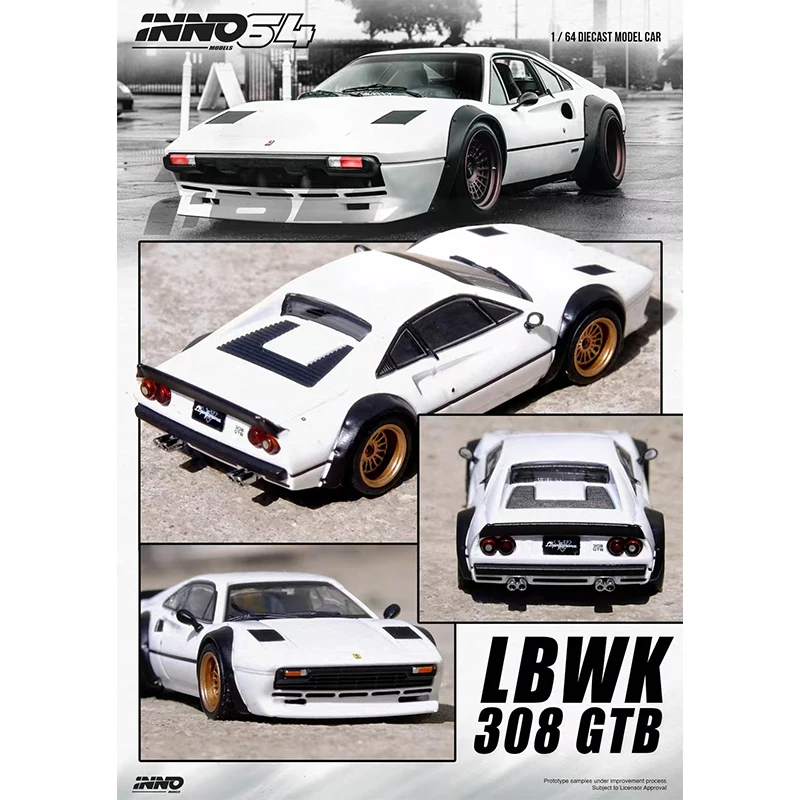 PreSale INNO 1:64 LBWK 308 GTB White Diecast Diorama Car Model Collection Miniature Toy