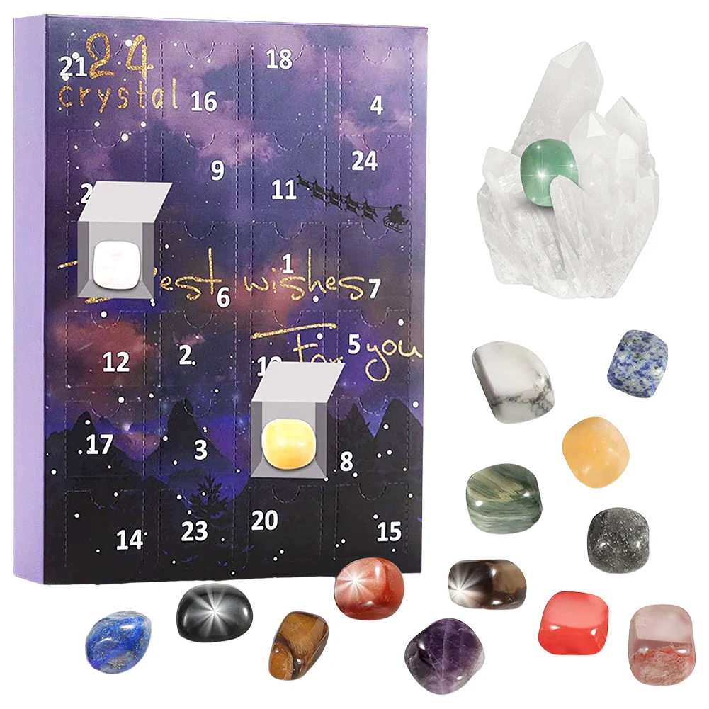 Advent Calendar Best Presents 24 Days Crystals Healing Stones Home Decoration Interactive Toys for Geology Enthusiasts