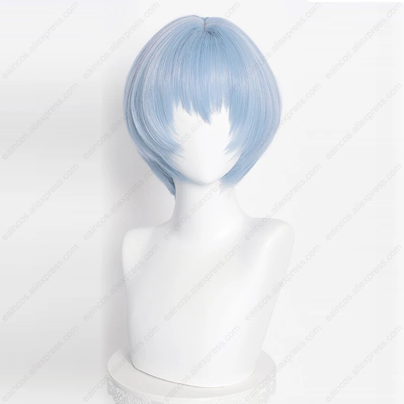 Anime EVA  Ayanami Rei Cosplay Halloween Party Wig Short Light Blue Wigs Heat Resistant Synthetic Hair