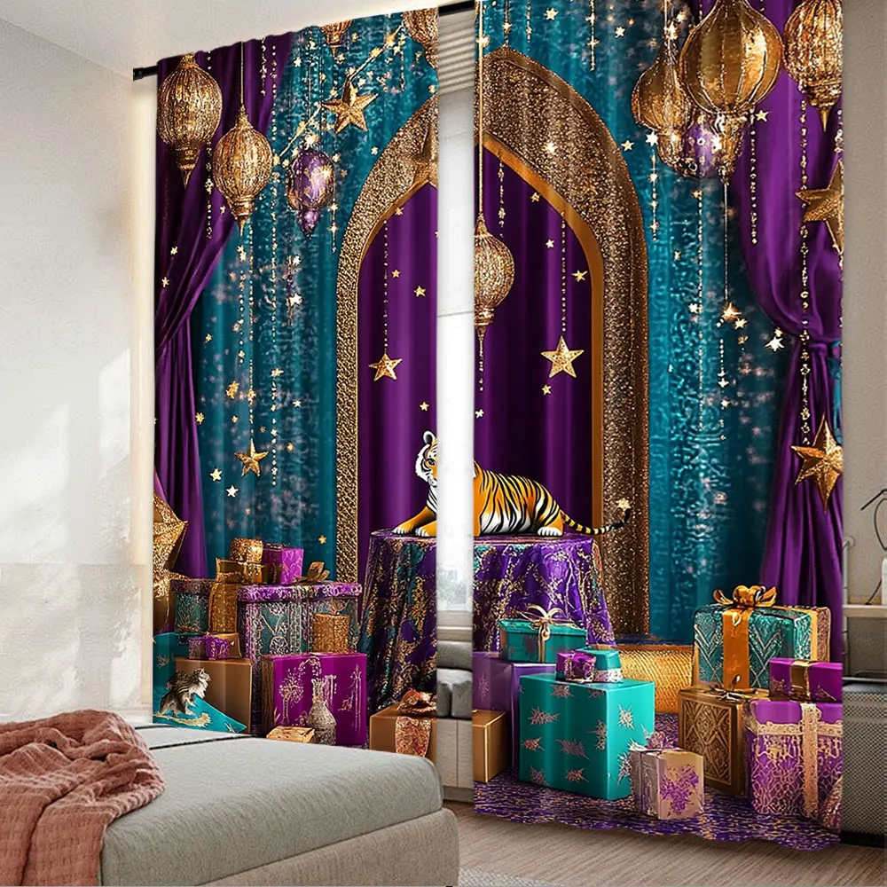 

2Pcs Arabian Moroccan Nights Curtain Indian Luxurious Birthday Party Suitable For Living Room Bedroom And Many Other Occasions A