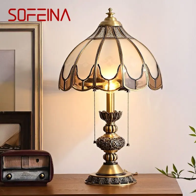 

SOFEINA European Brass Table Lamp LED Modern Creative Luxury Copper Bedside Desk Light for Home Living Room Bedroom Decor