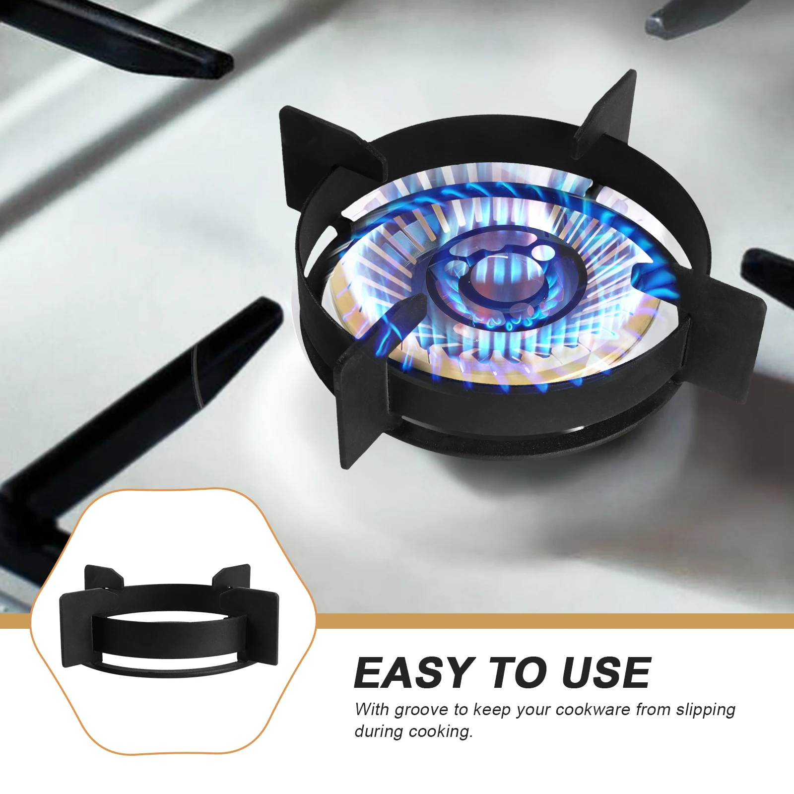

Stove Rack Cast Iron Pan Holder Stand for Kitchen Groove to Hold Cookware Steady on Gas Stove Supporting Round Flat Base Pots