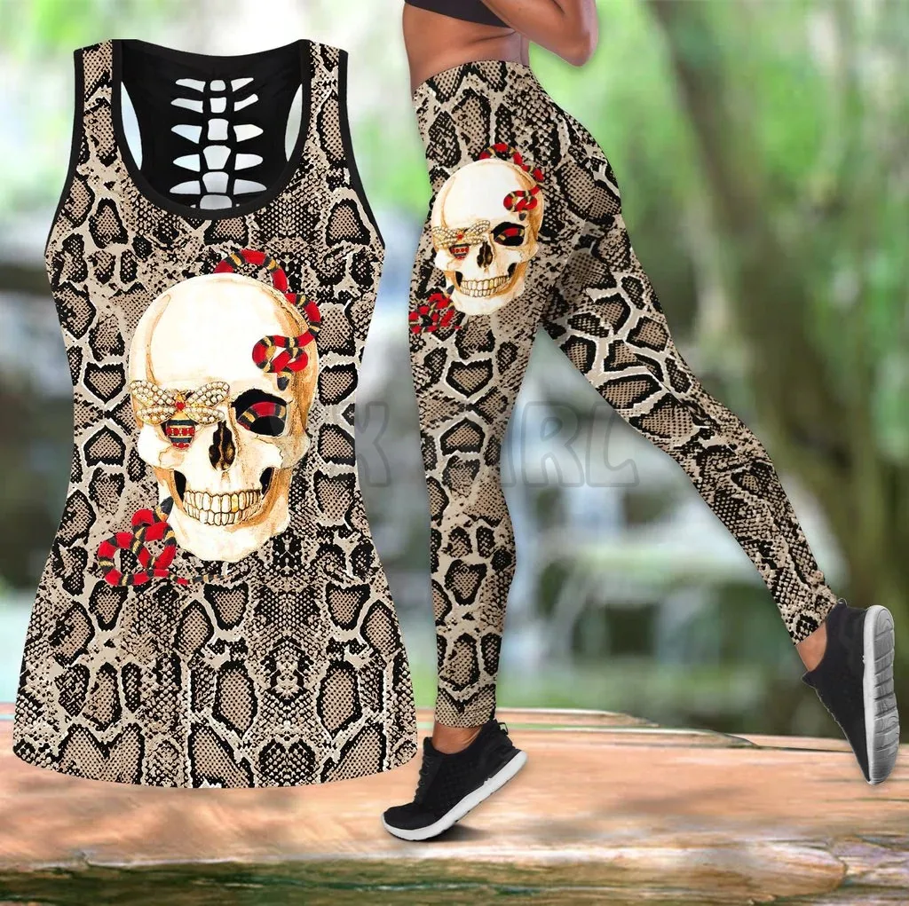 

Skull Snake 3D Printed Tank Top+Legging Combo Outfit Yoga Fitness Legging Women