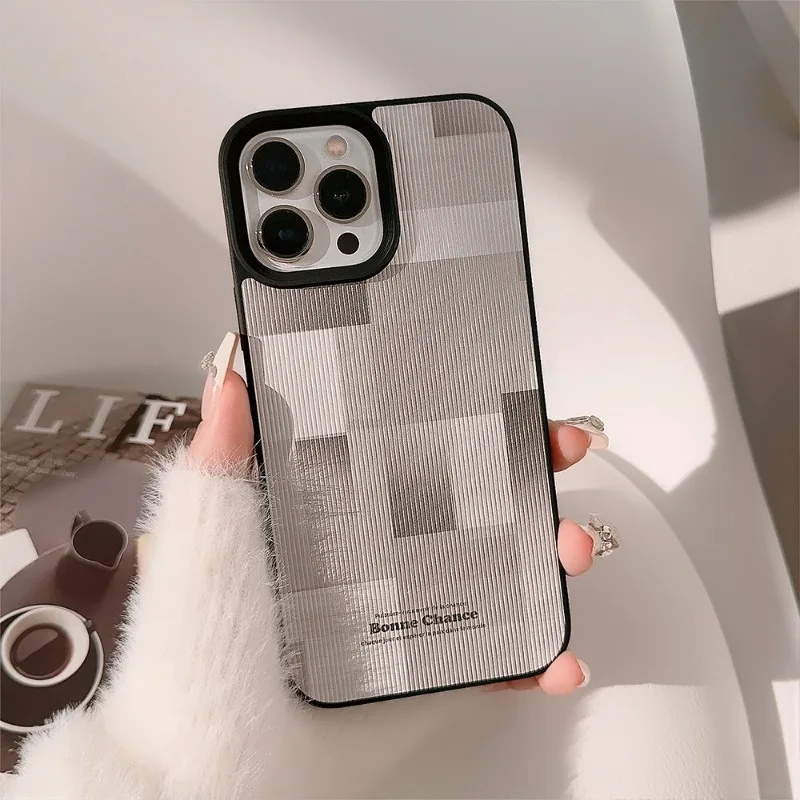 Autumn/Winter Ins Style Stitching Check 12 Phone Case 14 Plus Premium 11 for IPhone13 Leather 15pro Max Drop Resistant