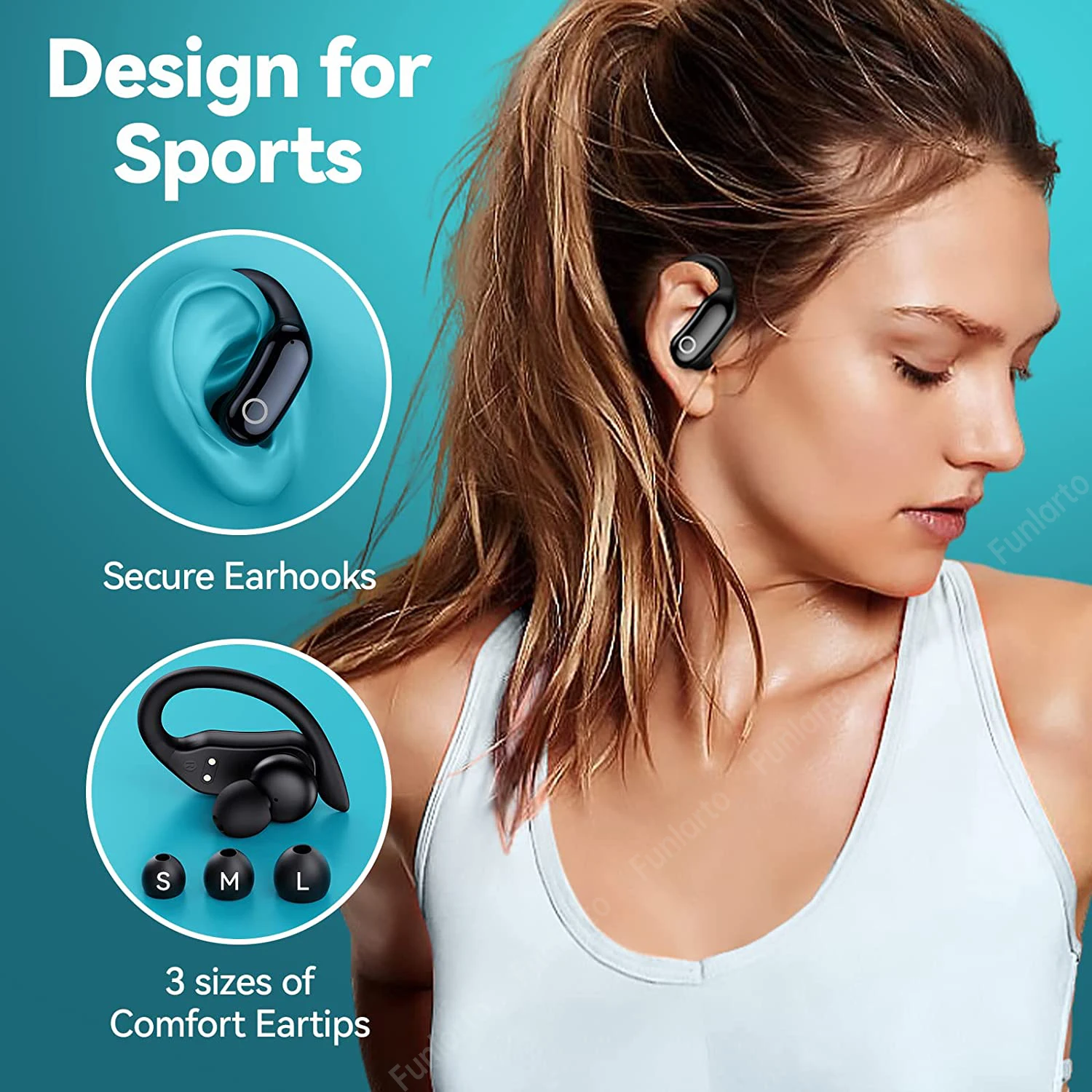 Wireless Headphones Bluetooth 5.3 Earphones IPX7 Waterproof Sports Wireless Earbuds Deep Bass Headset with Mic LED Power Display