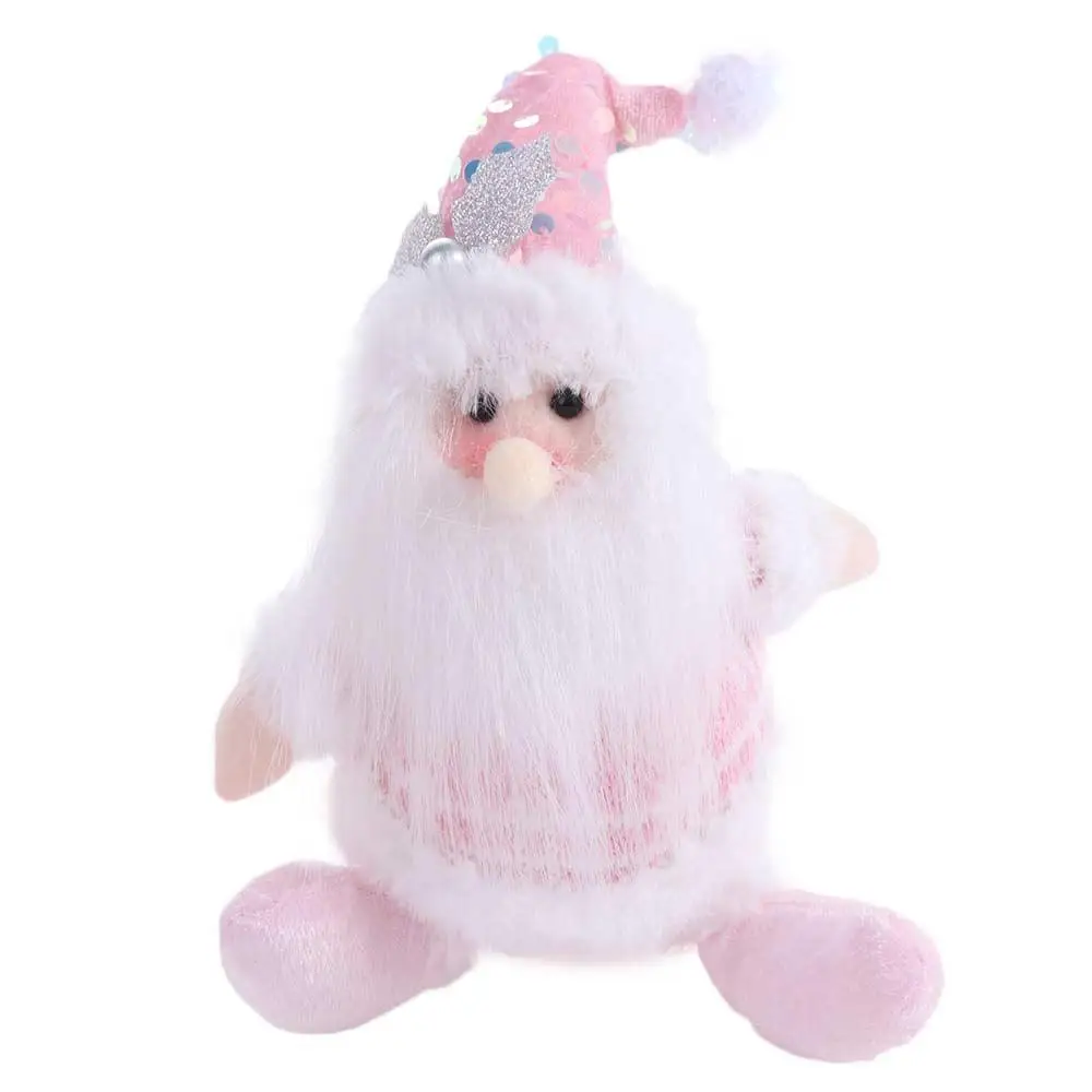 Tabletop Christmas Snowman Sitting Realistic Knitted Elk Snowman Fluffy Cartoon Christmas Pink Decorations Party Supplies