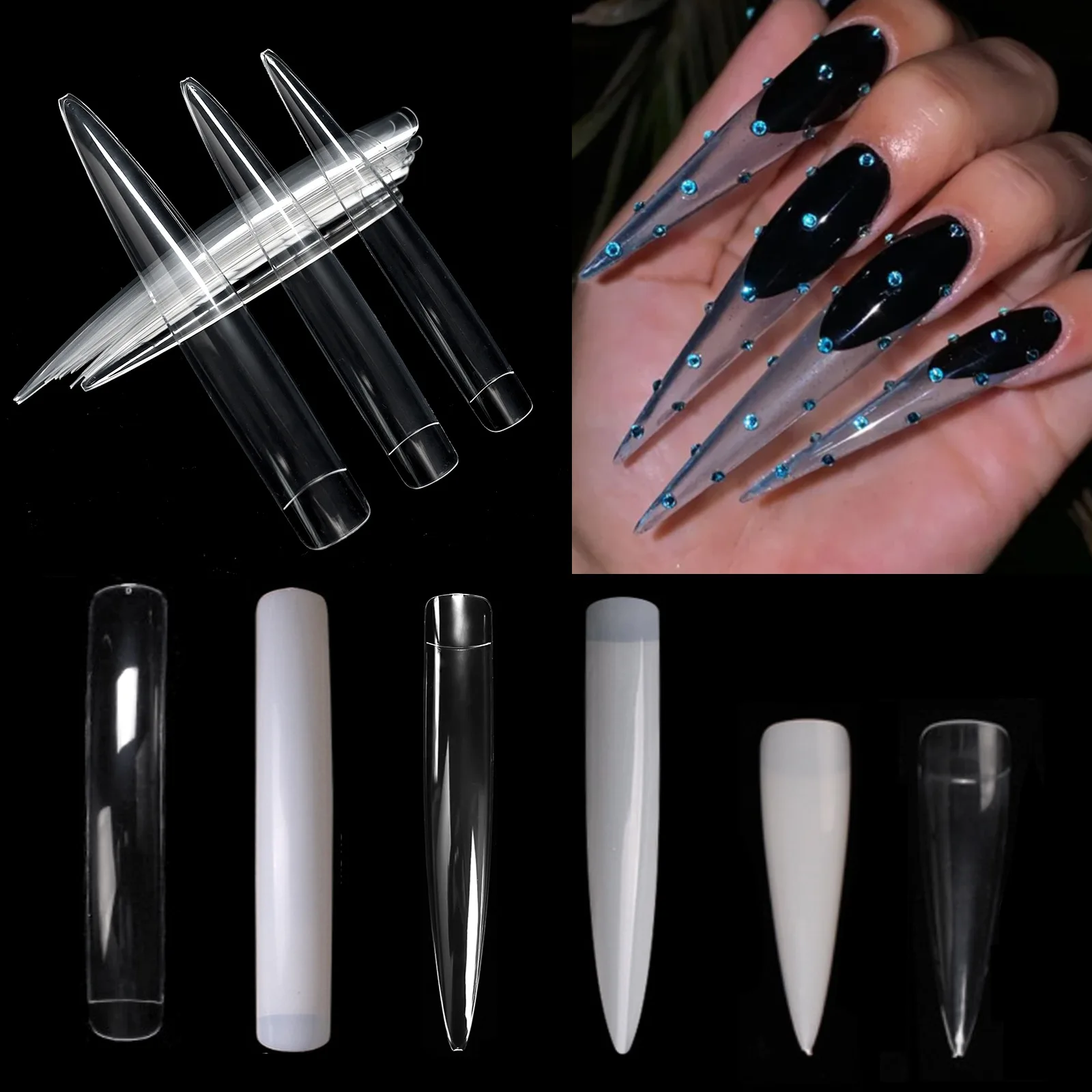 

Extra Long Salon Nail Patch Pointed Square Craft Nail Patch Sample Performance Art Fake Nail Patch