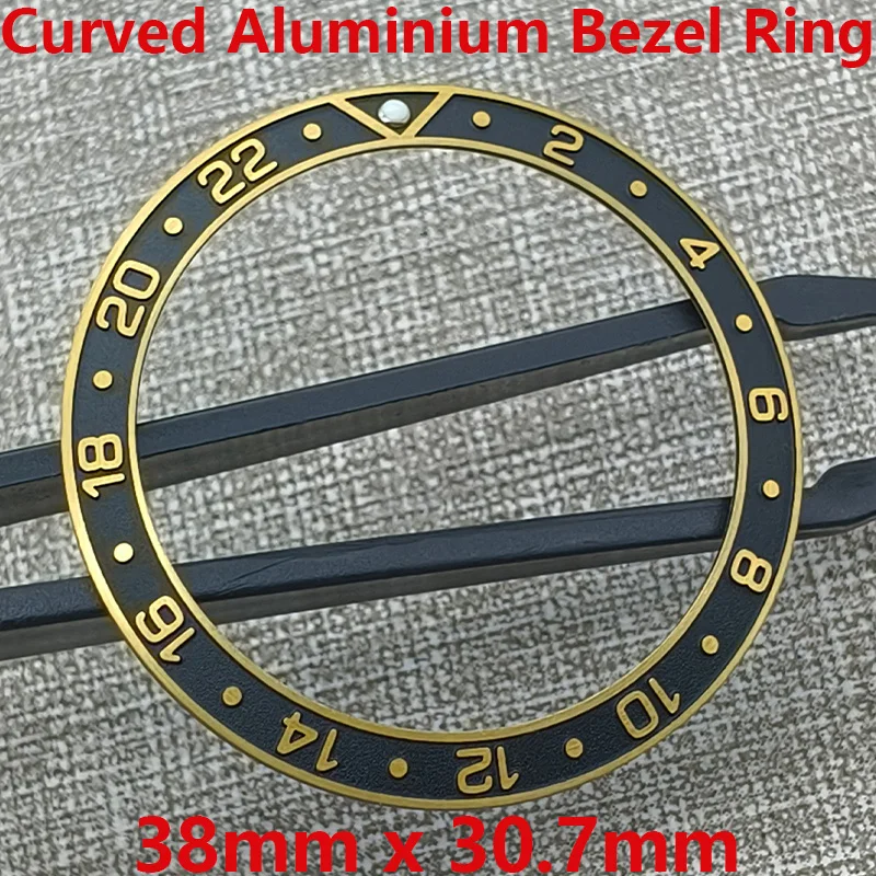 

38mm Curved Aluminium Bezel Ring Convex Character Design Fits SKX007 SKX009 GMT SUB Case NH35 NH36 Movement Men Watch Bezel Ring