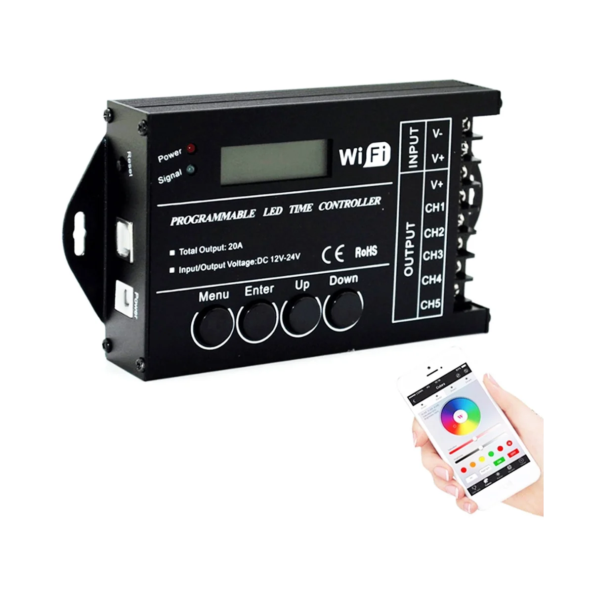 DC 12V 24V WiFi RGB Time Controller LED programmabile TC421 5 canali 20A Dimmer a strisce LED programmabile con anodo comune