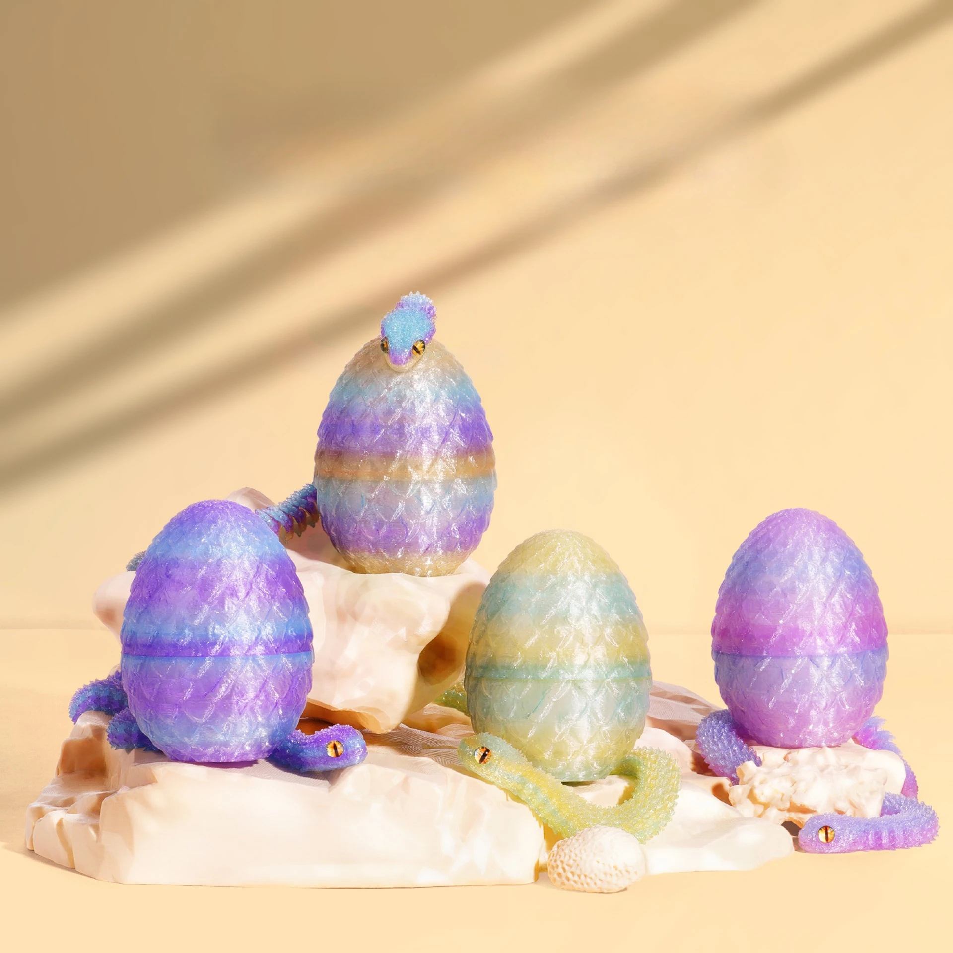 3D Printed Viper Dragon Egg Set Realistic Fully Moveable Joints Viper Snake Egg Animal Figurine Desktop Ornament Crafts Gifts