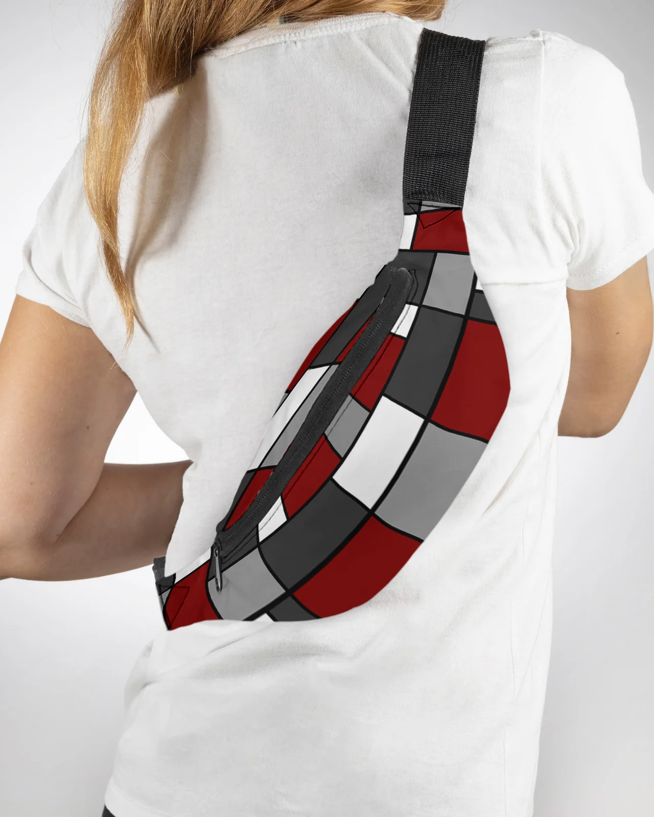 Geometry Red Abstract Men Wallet Women Waist Bag Fanny Pack Purse Large Phone Belt Bag Wallet Pouch Waterproof Banana Hip Bags