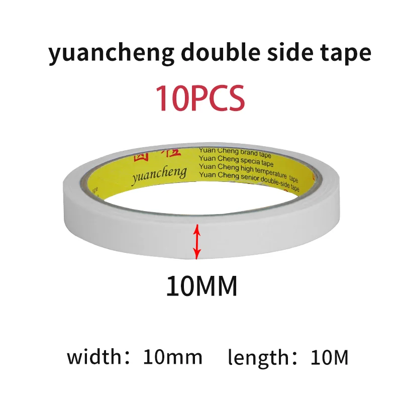 10 m weißes doppelseitiges Klebeband, ultradünnes, stark haftendes, handreißbares Klebeband mit 5–40 mm Breite für Bastelarbeiten und Verpackungen
