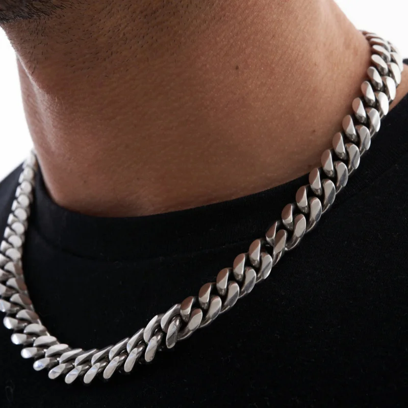 1pc Men\'s Stainless Steel Chain Necklace, Unisex Hip Hop Neck Chain Necklaces