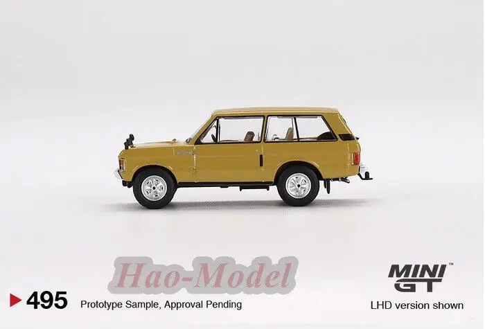 Tsm minigt 1/64 para range rover 1971 liga modelo carro diecast simulação brinquedos meninos presentes de aniversário hobby exibição coleção amarelo