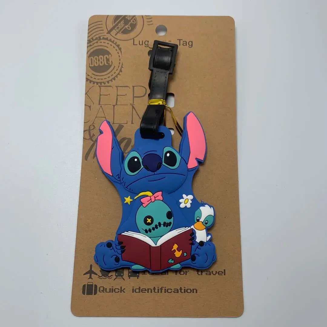 18Styles Cute Disney Lilo & Stitch Luggage Tags Cartoon Anime Suitcase Soft Glue Tag Travel Accessories Bag Pendant Holder Label