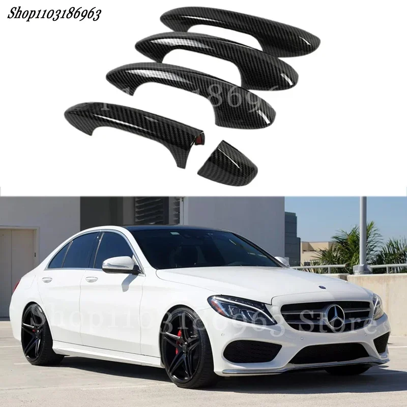 Gloss Black Door Handle Cover Sticker Trim For Benz C E Class GLC W205 X253 W213 car Sticker Car-Styling Accessories Cover