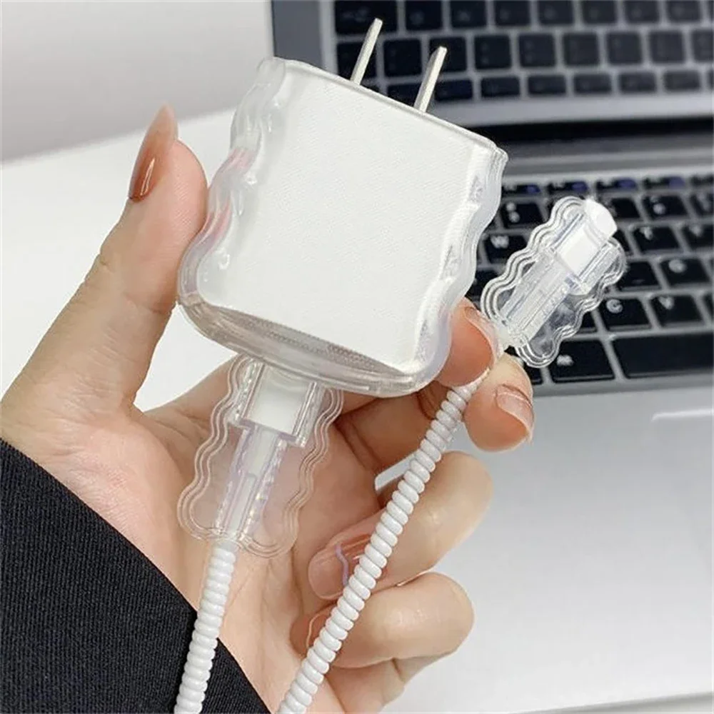 1/5/10Pcs Anti-breakage Cable Protective Sleeves Transparent Wavy Cable Saver Flexible Cable Management For School Office Home
