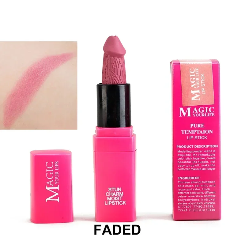 Heallor 12 Colors Penis Shape Mushroom Long Lasting Moisture Cosmetic Lipstick Lips Makeup Lipstick cosmetic batom