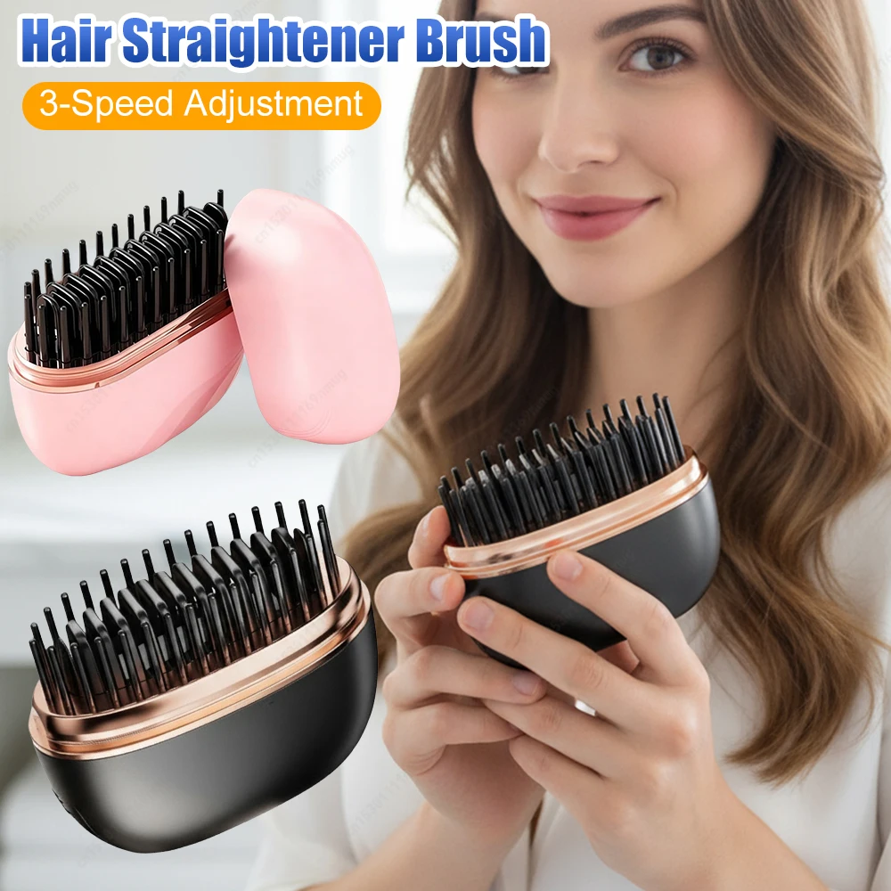 

Мини-выпрямитель, портативный выпрямитель для волос, щетка, перезаряжаемая, быстрый нагрев, горячая расческа, расческа для выпрямления волос для путешествий и дома