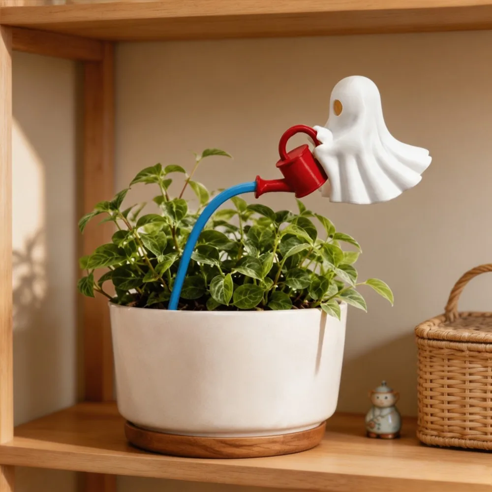 3D Printed Ghost Watering Flowerpot Ornament Suspended Design Faux Water Stream Ghost Watering Plant Ornament Removable Plastic