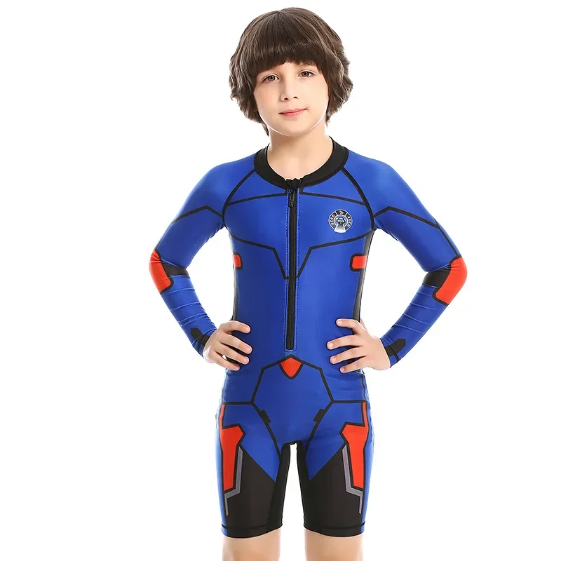 Children's Neoprene Back Zip Wetsuit, Colorful, 2.5mm, One Piece, Beach Diving, Kids, Children