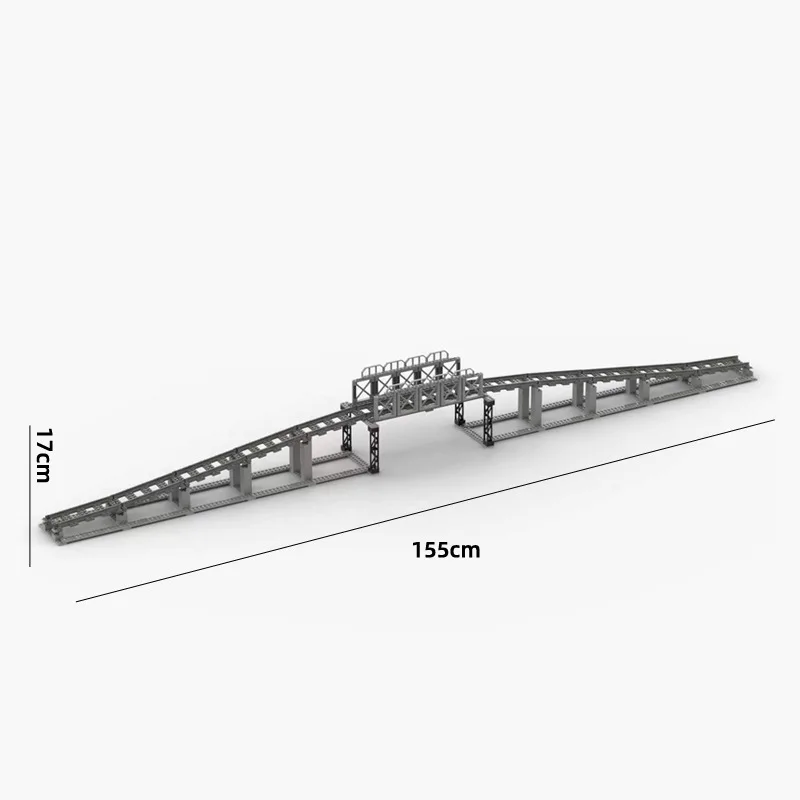 Compatibel Met Lego-Treinrailcombinatie Scène Moc Bouwstenen Diy Cross-Track Spoorbrug Stenen Speelgoed Treinwagon