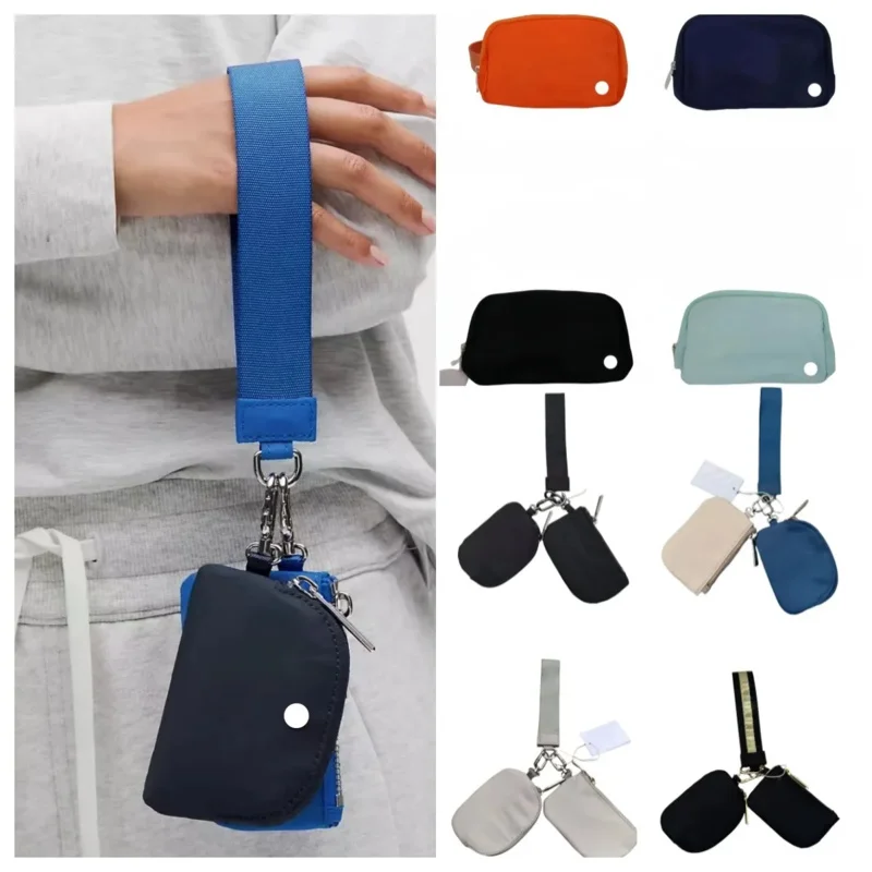 

Yoga wristlet keychain wallet belt bag yoga bag gym bag mini Designer purse detachable zipper around wrist guard luluity lemonli