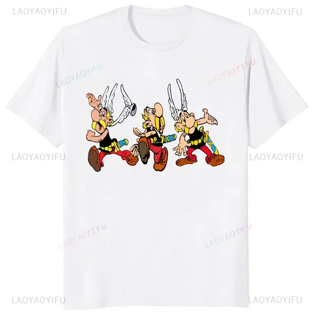 Funny Asterix with Obelix French Anime Print T-shirt Trend Harajuku Short Sleeve Neutral Shirt Pattern Large T-shirt