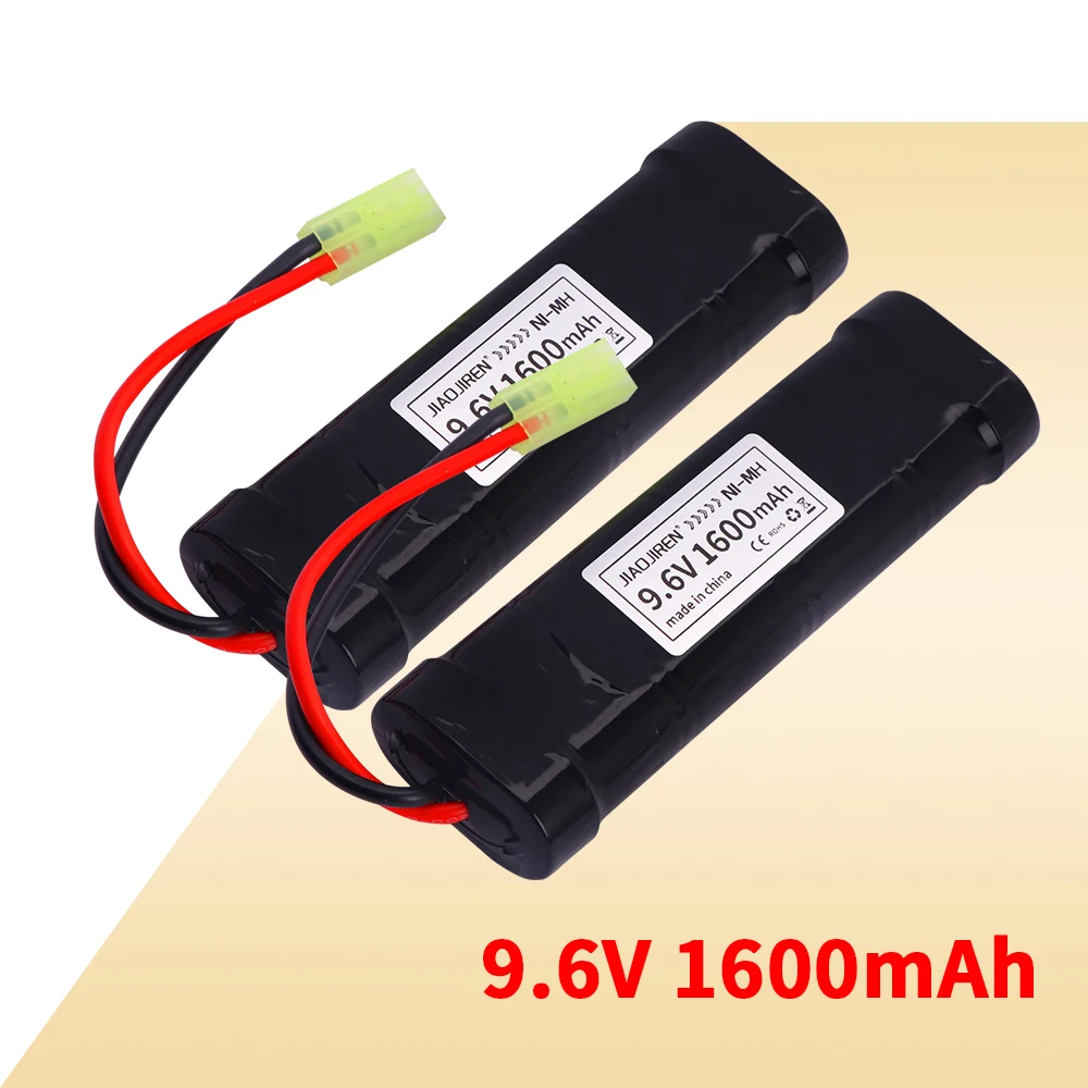 9,6 В батарея для страйкбола, 1600 мАч, NiMH плоский аккумулятор с мини-разъемом Tamiya для деталей Airsoft Gun MP5, Scar, M249, M240B, M60, G36