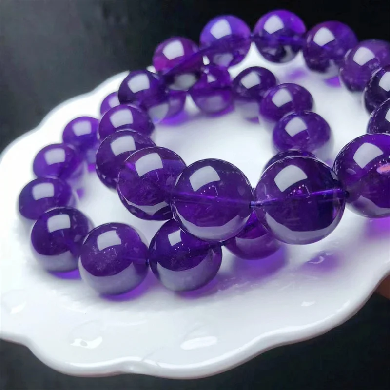 Natural Amethyst Bracelet Handmade Fortune Energy Bangle Mineral Woman Amulet Jewelry Gift 1PCS 15.5MM