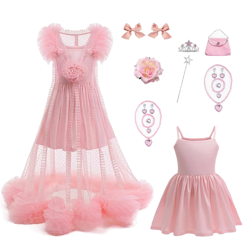 

Вик ​ Glinda, розовое платье для девочек, одежда для детей, костюмы для Хэллоуина, маскировка, костюм для девочек, карнавальный костюм для ролевых игр