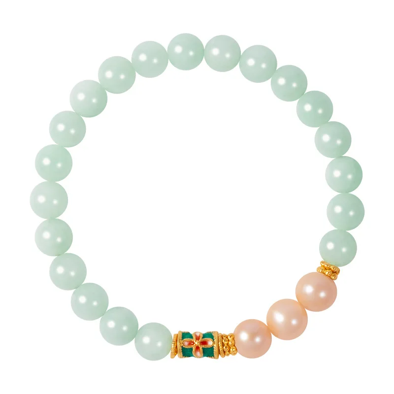 

Women's Jade Bracelet With Fine Jewelry Birthday Style Gift 7mm Pearl Round Beads Decoration Hotan Jade Bracelet For Girlfriend