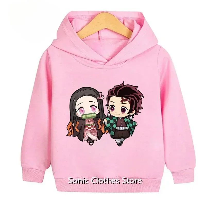 Abbigliamento per bambini Cappotto con cappuccio Bambini Ragazzi Ragazze Cartoon People Anime giapponesi Demon Slayer Stampa Bambino di età 3-12 Top casual
