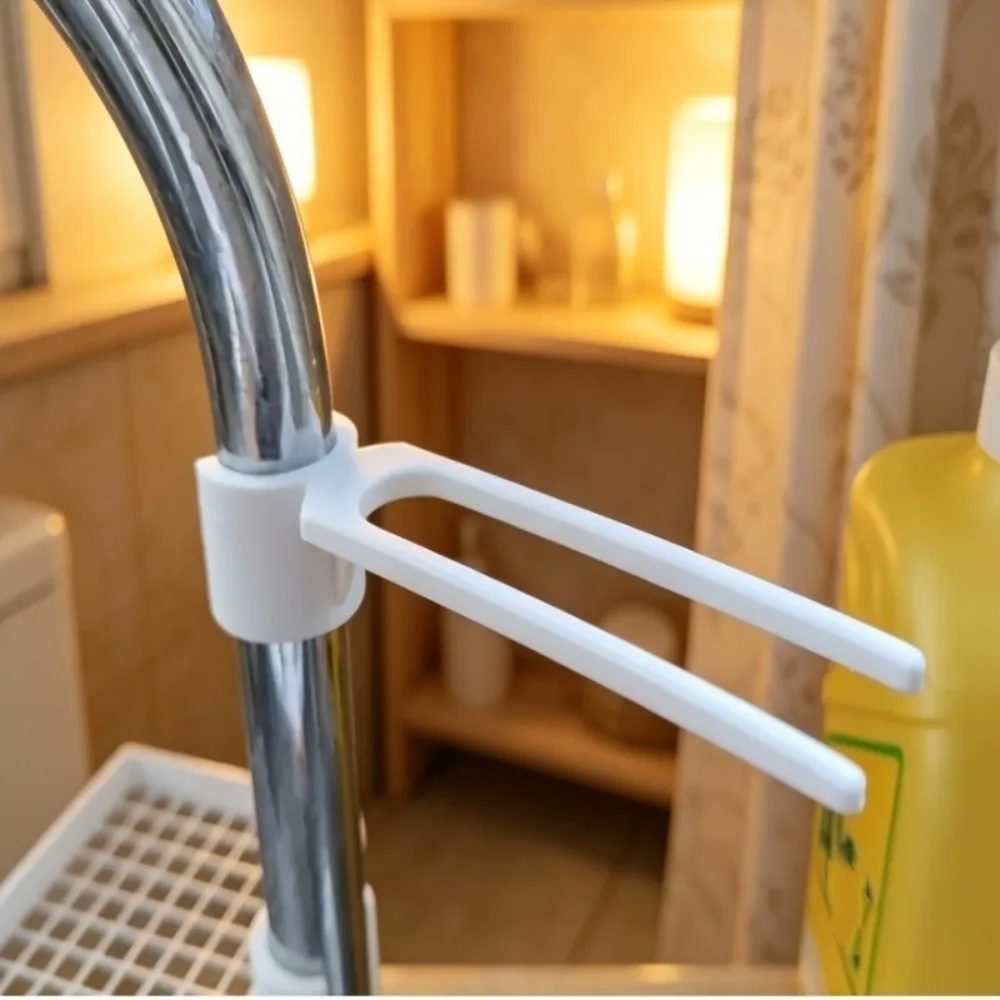 Adjustable Faucet Towel Rack Universal No-Drill Kitchen Towel Rack Plastic Long Arm Drying Organizer Bathroom Vanity
