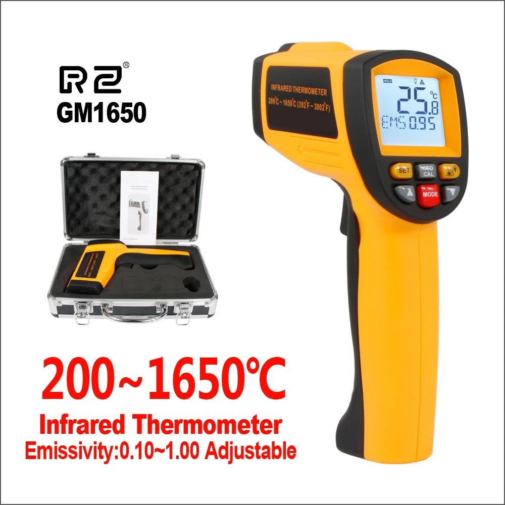 RZ Infrared Thermometer Digital Temperature Meter Controller Laser Outdoor Thermometer Pyrometer Electronic IR thermometer