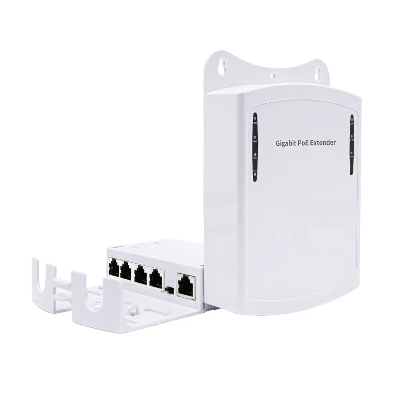 Outdoor POE Extender 1 in 4 Out 1000Mbps IEEE802.3af/at Standard Waterproof Gigabit Repeater POE for CCTV IP  System