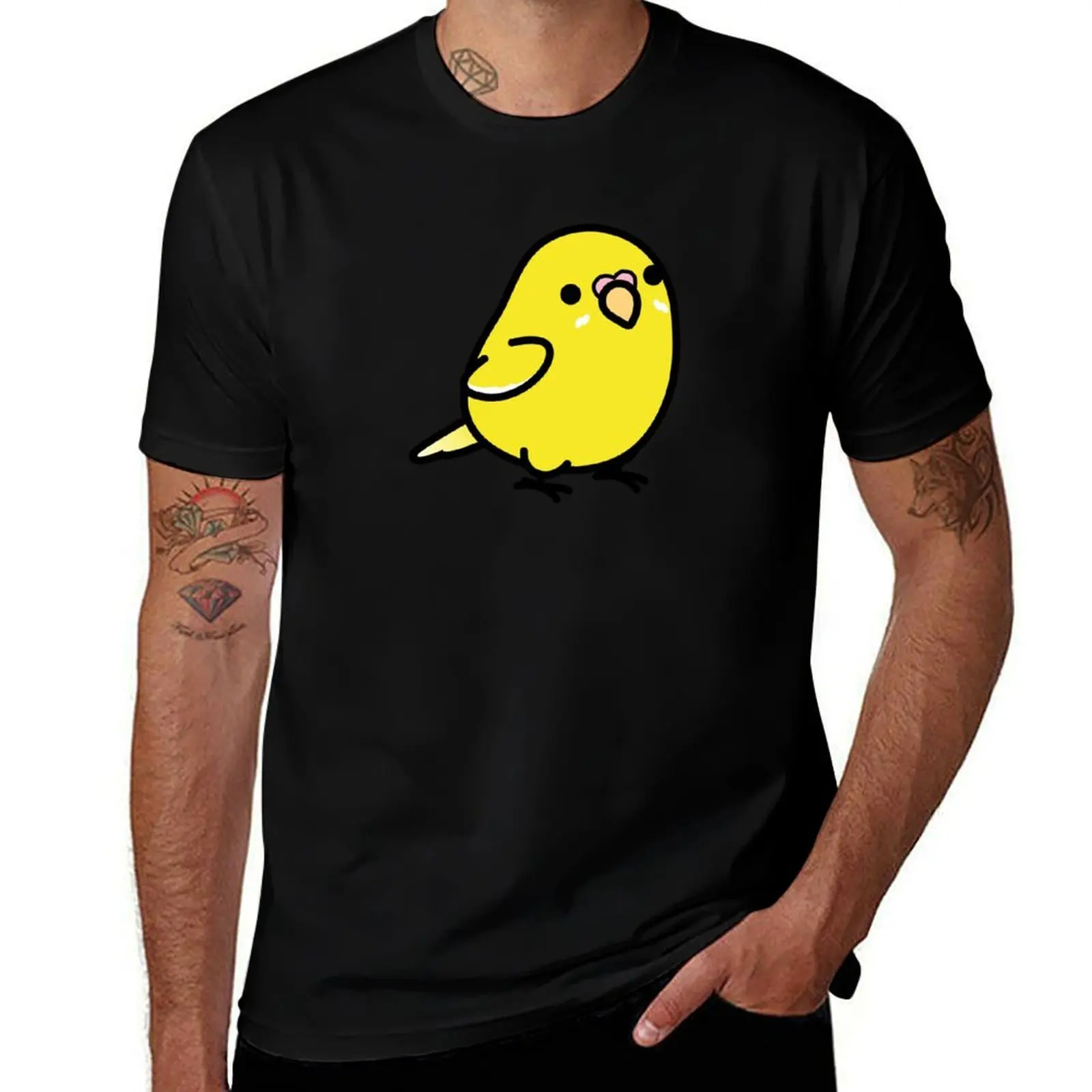 Chubby Yellow Lutino Budgie Parakeet T-Shirt Streetwear Print Tee Shirt