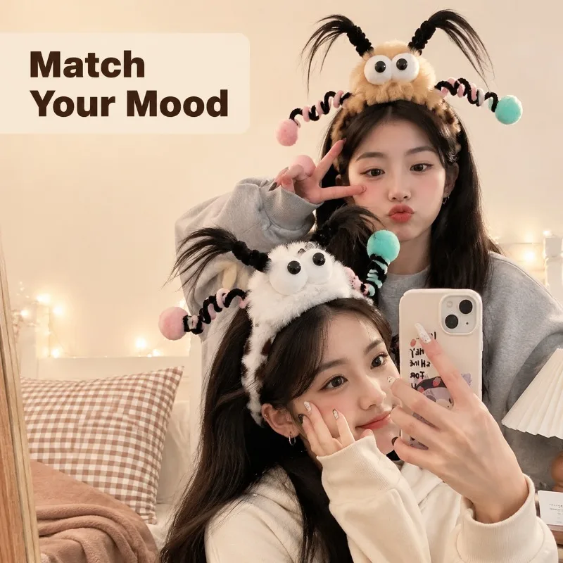 Cute Fluffy Monster Eye Hairband Soft Non Slip Plush Headband Women Makeup Wash Face Party Funny Photo Prop Hair Accessories