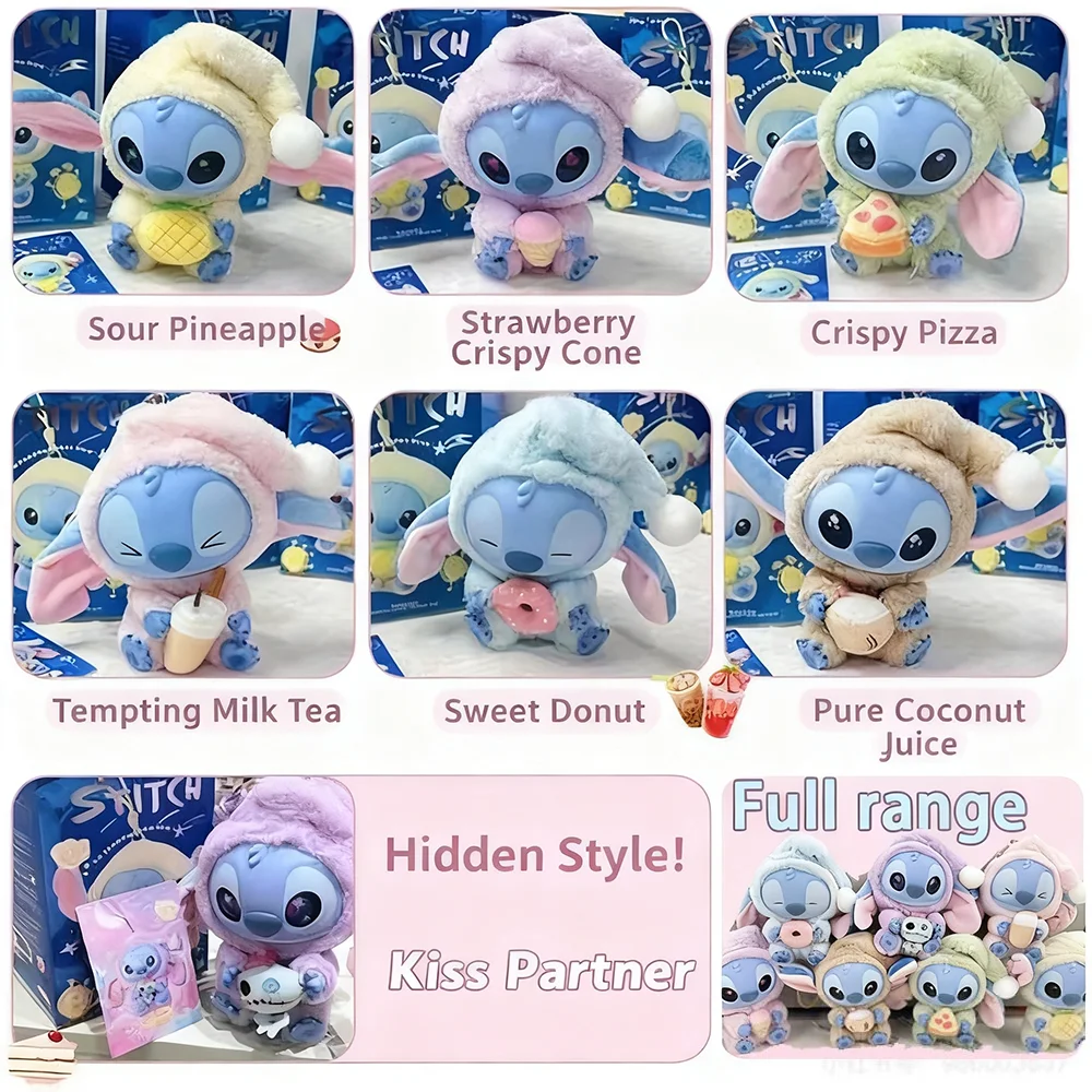 Disney Stitch 'Eat before Sleep' caja misteriosa Kawaii llavero con figura de vinilo lindo muñeco de peluche regalo sorpresa de Navidad